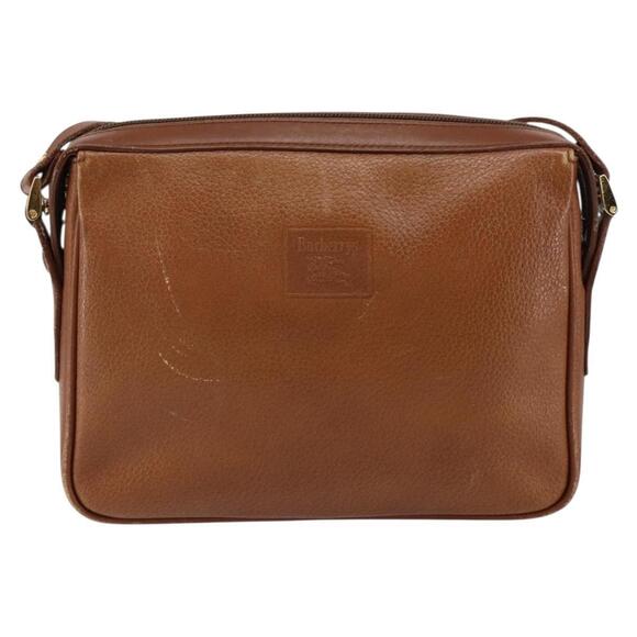 Burberrys Nova Check Shoulder Bag Leather Brown Gold Auth ep11687